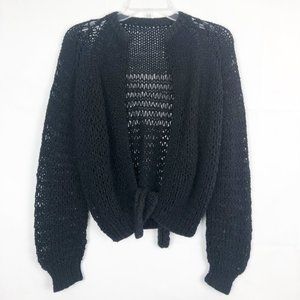 Long Sleeve Open Knit Tie Front Cardigan